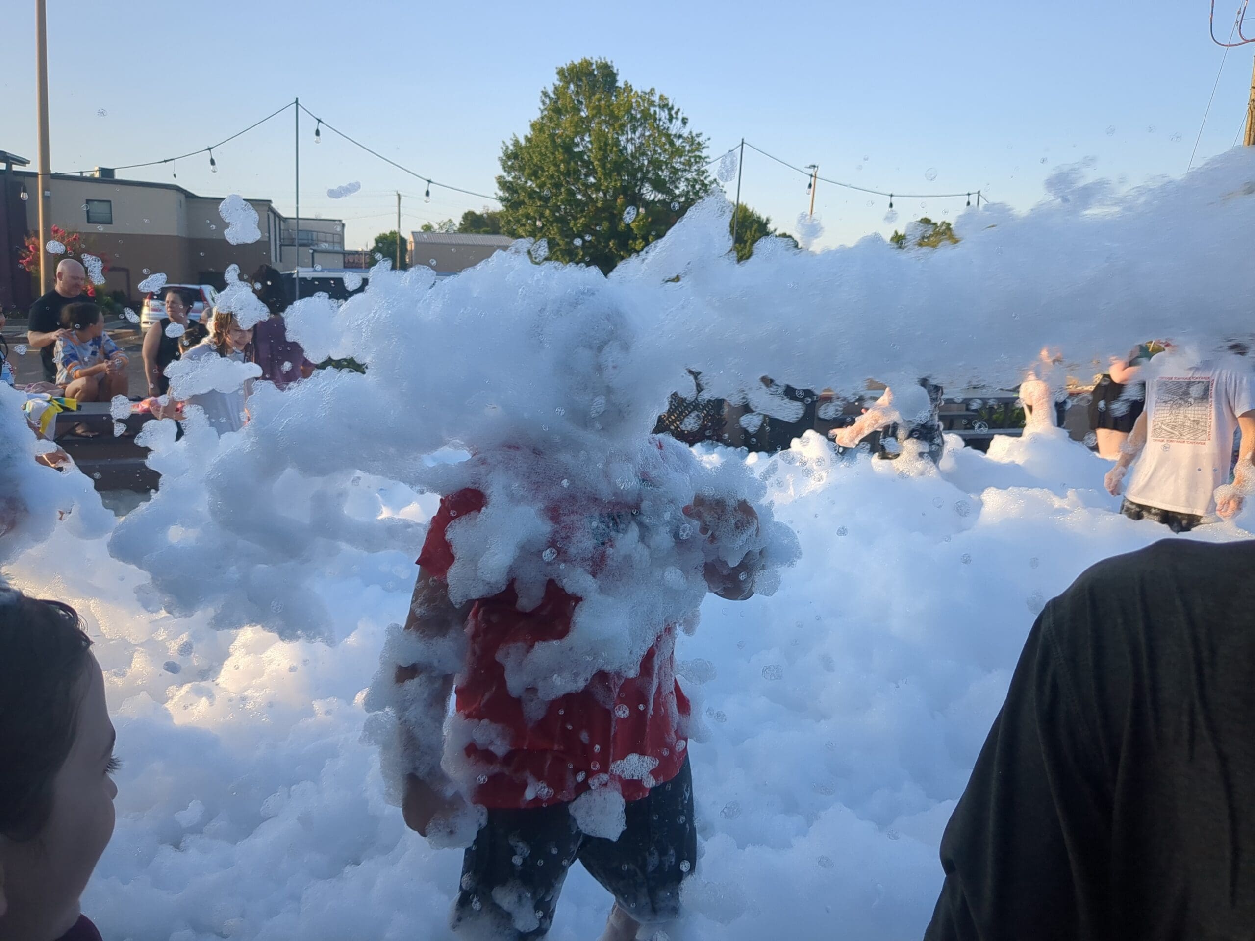 teens enjoying a foam party